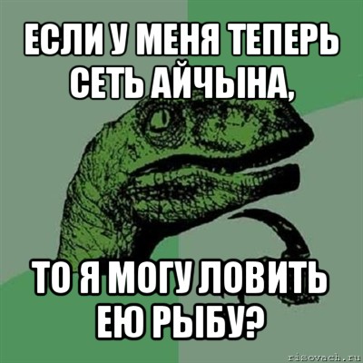 если у меня теперь сеть айчына, то я могу ловить ею рыбу?, Мем Филосораптор