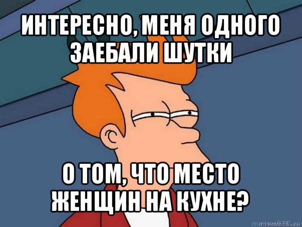 интересно, меня одного заебали шутки о том, что место женщин на кухне?, Мем  Фрай (мне кажется или)