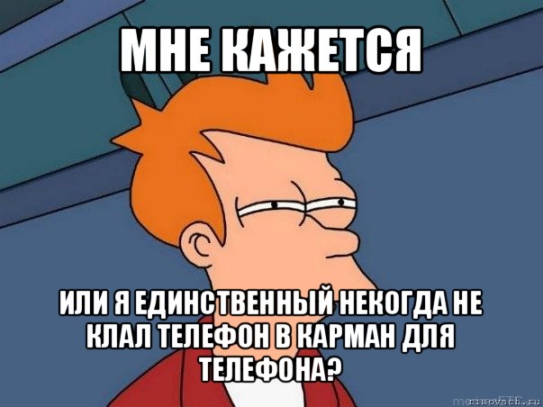 мне кажется или я единственный некогда не клал телефон в карман для телефона?, Мем  Фрай (мне кажется или)