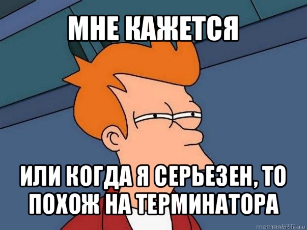 мне кажется или когда я серьезен, то похож на терминатора, Мем  Фрай (мне кажется или)