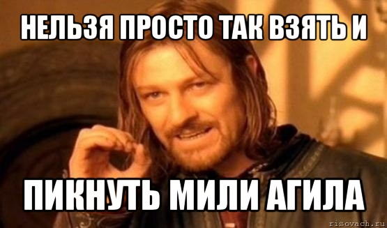 нельзя просто так взять и пикнуть мили агила, Мем Нельзя просто так взять и (Боромир мем)