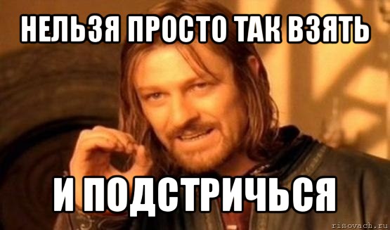 нельзя просто так взять и подстричься, Мем Нельзя просто так взять и (Боромир мем)