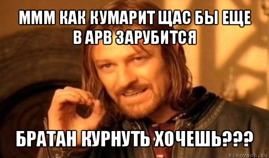 ммм как кумарит щас бы еще в apb зарубится братан курнуть хочешь???, Мем Нельзя просто так взять и (Боромир мем)