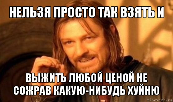 нельзя просто так взять и выжить любой ценой не сожрав какую-нибудь хуйню, Мем Нельзя просто так взять и (Боромир мем)