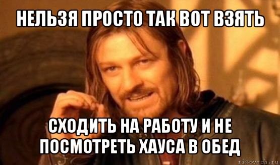 нельзя просто так вот взять сходить на работу и не посмотреть хауса в обед, Мем Нельзя просто так взять и (Боромир мем)