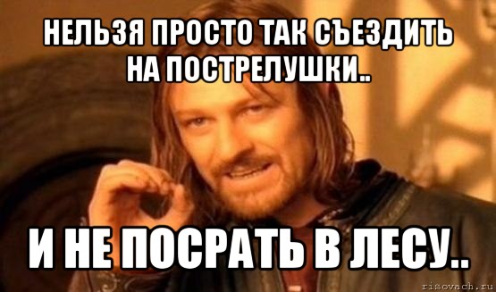 нельзя просто так съездить на пострелушки.. и не посрать в лесу.., Мем Нельзя просто так взять и (Боромир мем)