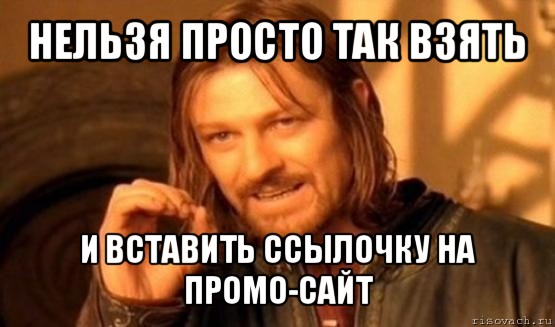 нельзя просто так взять и вставить ссылочку на промо-сайт, Мем Нельзя просто так взять и (Боромир мем)