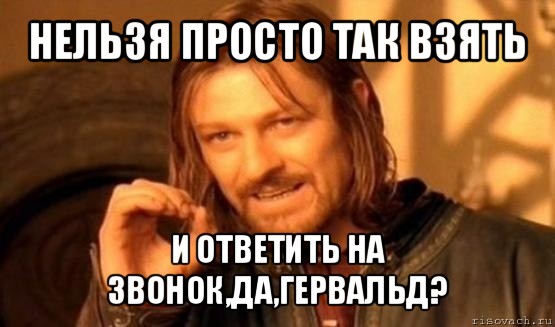 нельзя просто так взять и ответить на звонок,да,гервальд?, Мем Нельзя просто так взять и (Боромир мем)