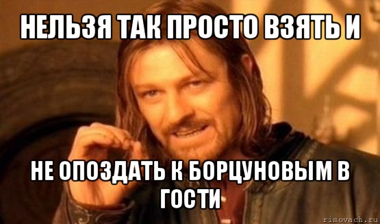 нельзя так просто взять и не опоздать к борцуновым в гости, Мем Нельзя просто так взять и (Боромир мем)