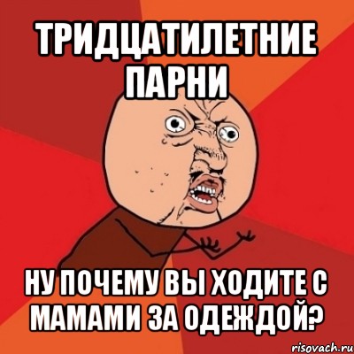 тридцатилетние парни ну почему вы ходите с мамами за одеждой?, Мем Почему