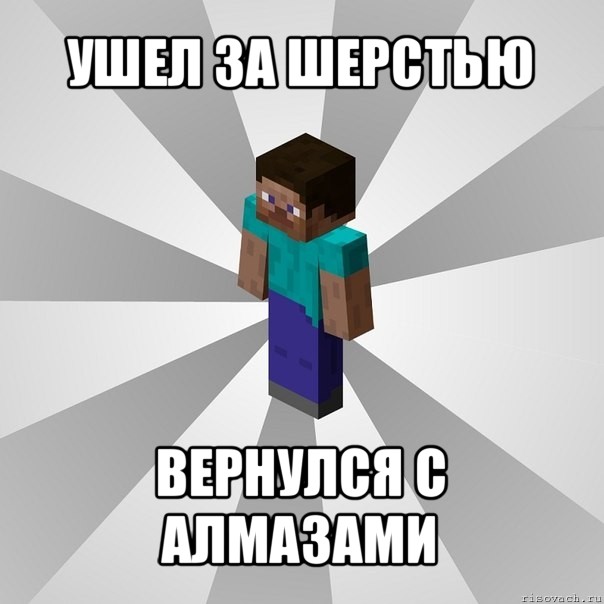 ушел за шерстью вернулся с алмазами, Мем Типичный игрок Minecraft