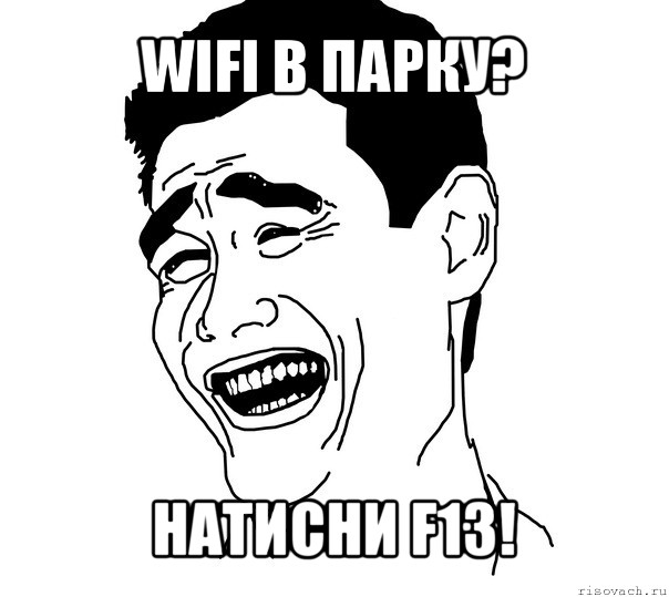 wifi в парку? натисни f13!, Мем Яо минг