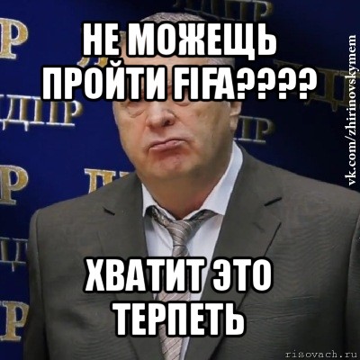 не можещь пройти fifa??? хватит это терпеть, Мем Хватит это терпеть (Жириновский)