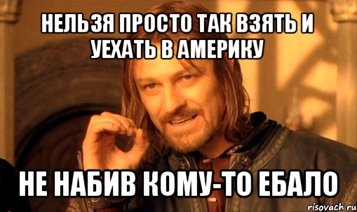 нельзя просто так взять и уехать в америку не набив кому-то ебало, Мем Нельзя просто так взять и (Боромир мем)