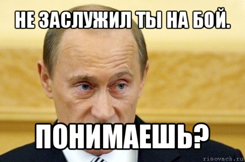 не заслужил ты на бой. понимаешь?, Мем путин