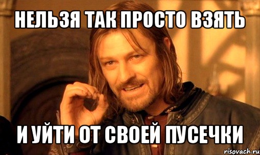 нельзя так просто взять и уйти от своей пусечки, Мем Нельзя просто так взять и (Боромир мем)