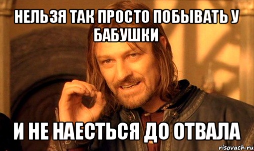 нельзя так просто побывать у бабушки и не наесться до отвала, Мем Нельзя просто так взять и (Боромир мем)