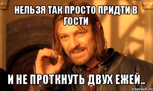 нельзя так просто придти в гости и не проткнуть двух ежей.., Мем Нельзя просто так взять и (Боромир мем)