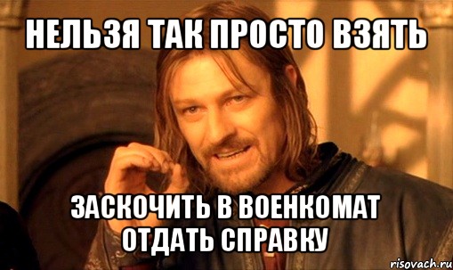 нельзя так просто взять заскочить в военкомат отдать справку, Мем Нельзя просто так взять и (Боромир мем)