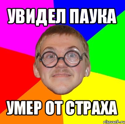 увидел паука умер от страха, Мем Типичный ботан