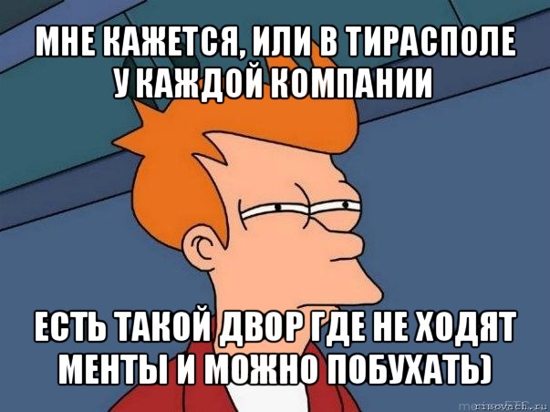 мне кажется, или в тирасполе у каждой компании есть такой двор где не ходят менты и можно побухать), Мем  Фрай (мне кажется или)