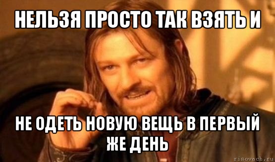 нельзя просто так взять и не одеть новую вещь в первый же день, Мем Нельзя просто так взять и (Боромир мем)