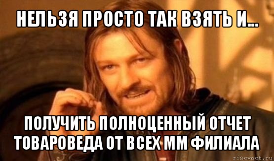 нельзя просто так взять и... получить полноценный отчет товароведа от всех мм филиала, Мем Нельзя просто так взять и (Боромир мем)