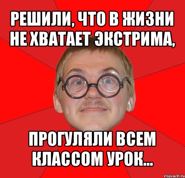 решили, что в жизни не хватает экстрима, прогуляли всем классом урок...