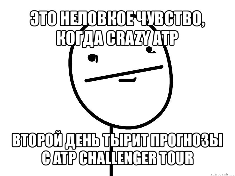 это неловкое чувство, когда crazy atp второй день тырит прогнозы с atp challenger tour, Мем Покерфэйс