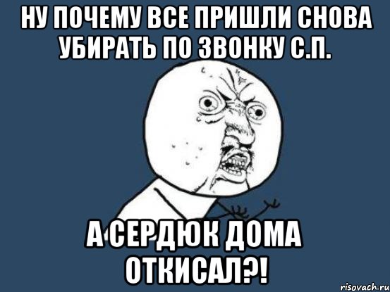 ну почему все пришли снова убирать по звонку с.п. а сердюк дома откисал?!, Мем Ну почему