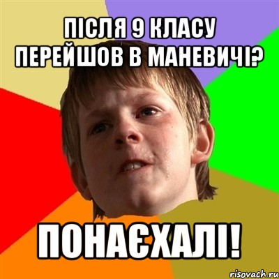 після 9 класу перейшов в маневичі? понаєхалі!, Мем Злой школьник