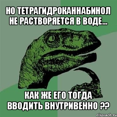 но тетрагидроканнабинол не растворяется в воде… как же его тогда вводить внутривенно ??, Мем Филосораптор