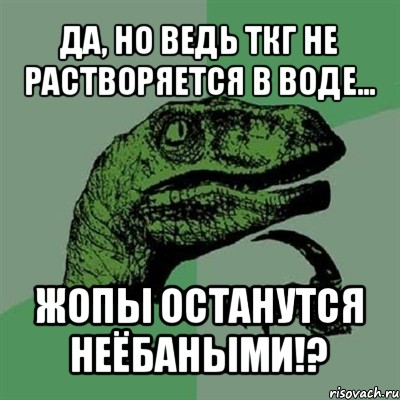 да, но ведь ткг не растворяется в воде… жопы останутся неёбаными!?, Мем Филосораптор