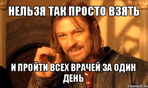 нельзя так просто взять и пройти всех врачей за один день, Мем Нельзя просто так взять и (Боромир мем)