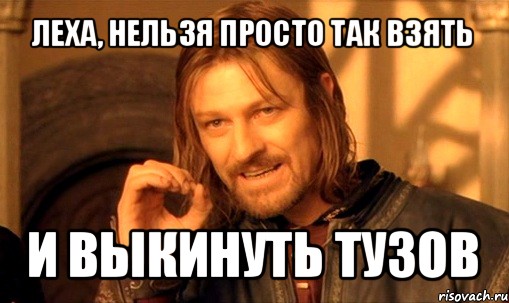 леха, нельзя просто так взять и выкинуть тузов, Мем Нельзя просто так взять и (Боромир мем)