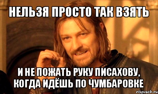 нельзя просто так взять и не пожать руку писахову, когда идёшь по чумбаровке, Мем Нельзя просто так взять и (Боромир мем)