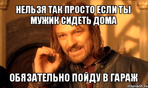 нельзя так просто если ты мужик сидеть дома обязательно пойду в гараж, Мем Нельзя просто так взять и (Боромир мем)