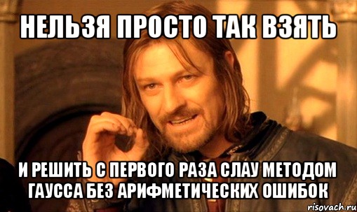 нельзя просто так взять и решить с первого раза слау методом гаусса без арифметических ошибок, Мем Нельзя просто так взять и (Боромир мем)