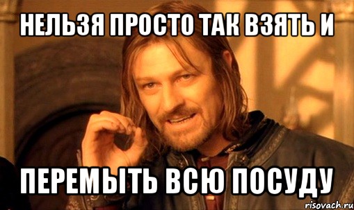 нельзя просто так взять и перемыть всю посуду, Мем Нельзя просто так взять и (Боромир мем)