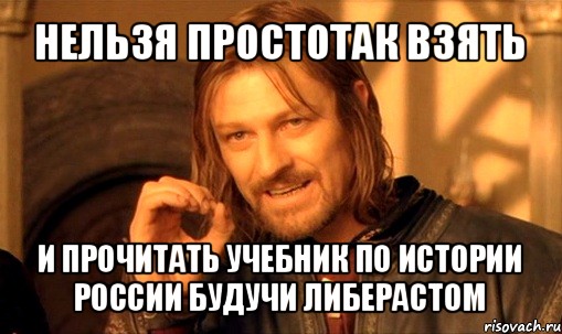 нельзя простотак взять и прочитать учебник по истории россии будучи либерастом, Мем Нельзя просто так взять и (Боромир мем)