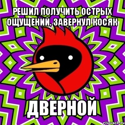 решил получить острых ощущений. завернул косяк дверной, Мем Омская птица