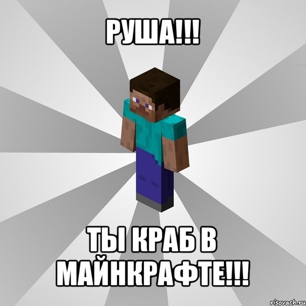 руша!!! ты краб в майнкрафте!!!, Мем Типичный игрок Minecraft