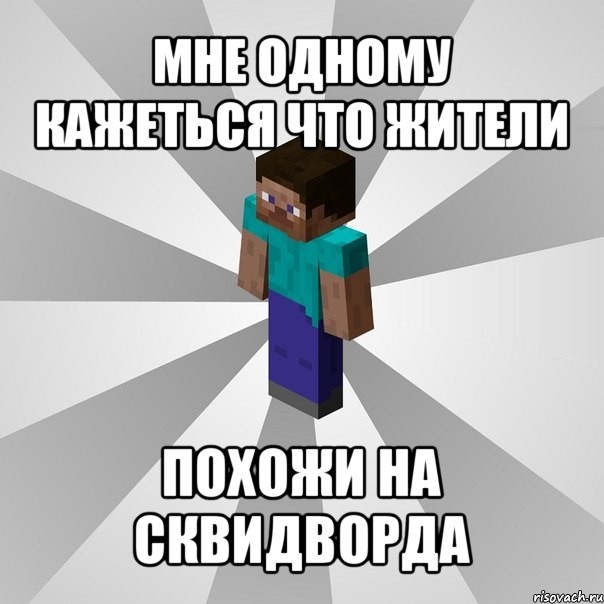 мне одному кажеться что жители похожи на сквидворда, Мем Типичный игрок Minecraft