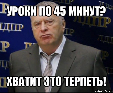 уроки по 45 минут? хватит это терпеть!, Мем Хватит это терпеть (Жириновский)