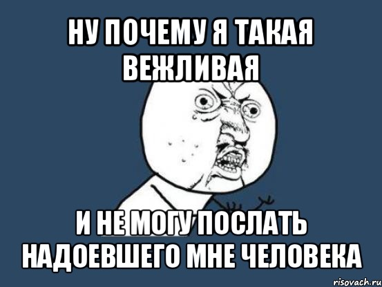 ну почему я такая вежливая и не могу послать надоевшего мне человека, Мем Ну почему