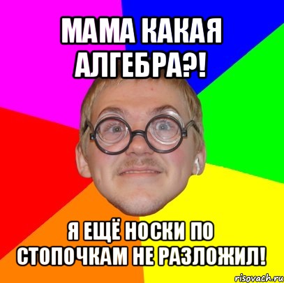 мама какая алгебра?! я ещё носки по стопочкам не разложил!, Мем Типичный ботан