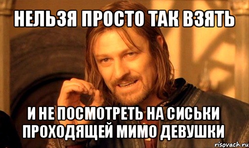 нельзя просто так взять и не посмотреть на сиськи проходящей мимо девушки, Мем Нельзя просто так взять и (Боромир мем)