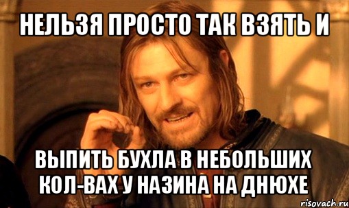 нельзя просто так взять и выпить бухла в небольших кол-вах у назина на днюхе, Мем Нельзя просто так взять и (Боромир мем)