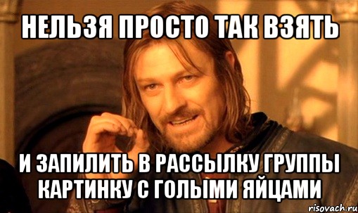 нельзя просто так взять и запилить в рассылку группы картинку с голыми яйцами, Мем Нельзя просто так взять и (Боромир мем)