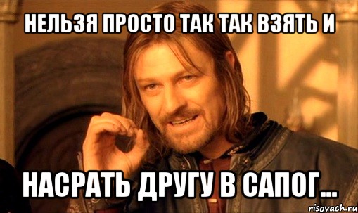 нельзя просто так так взять и насрать другу в сапог..., Мем Нельзя просто так взять и (Боромир мем)